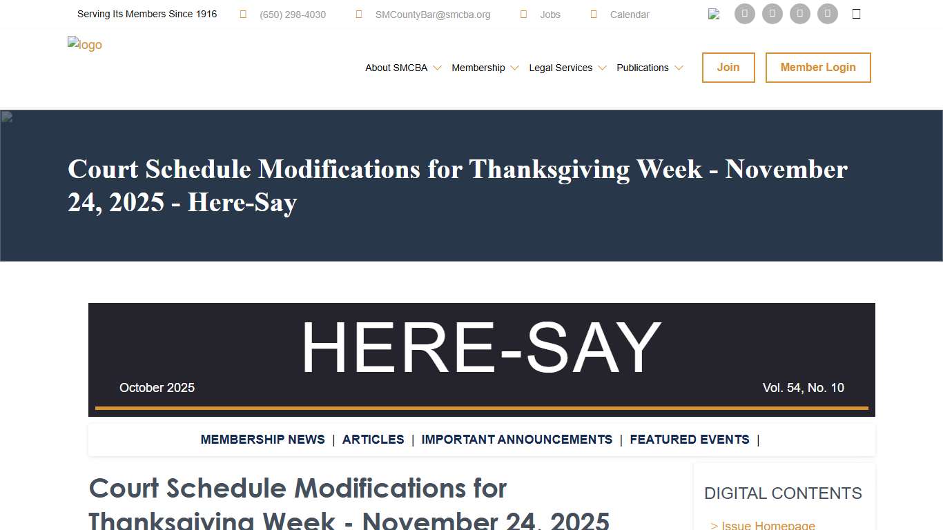 Court Schedule Modifications for Thanksgiving Week - November 24, 2025 - Here-Say